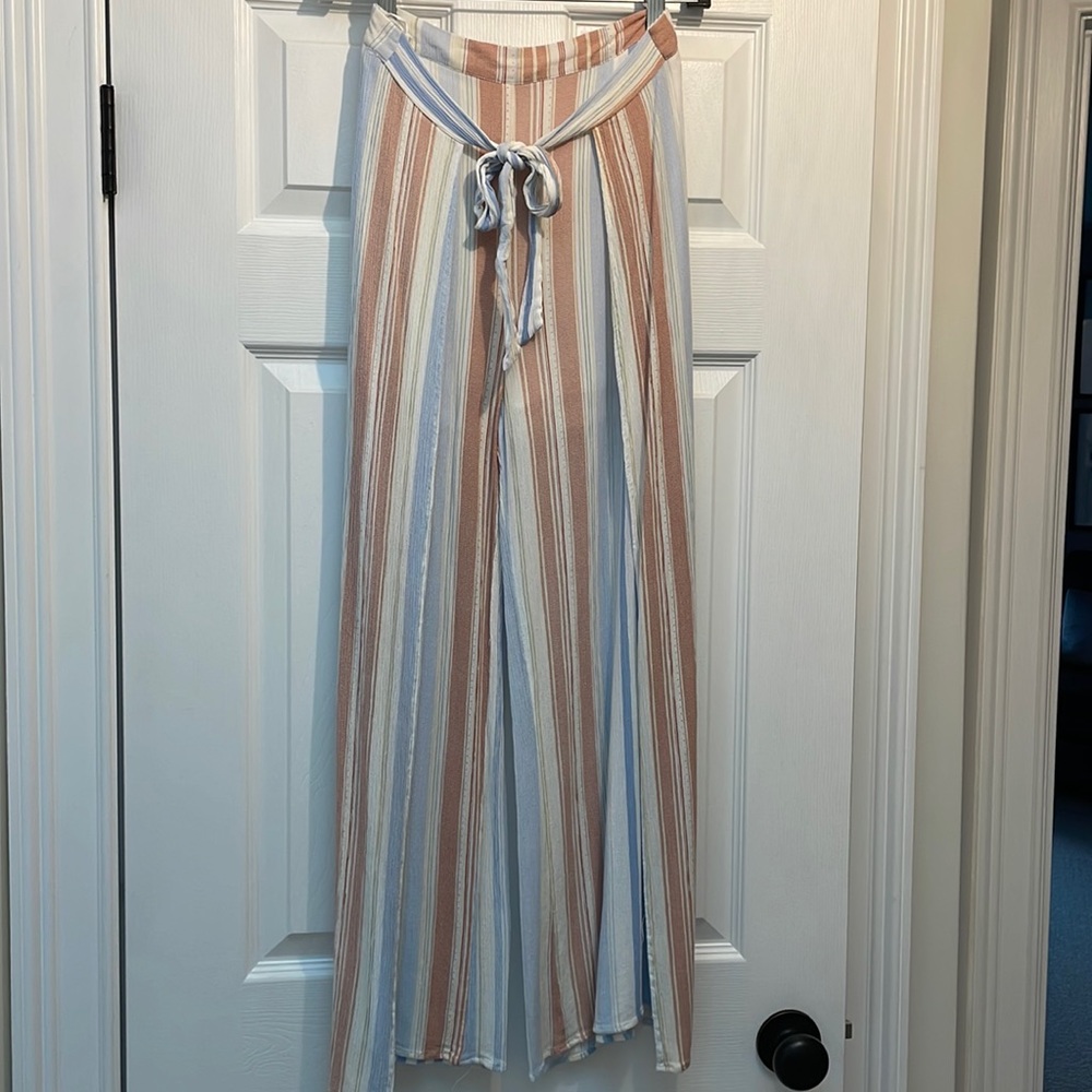 Multicolored striped tulip pants. Size S (2-4)